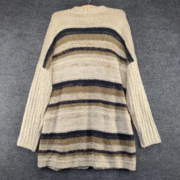 Knox Rose Women's Open Front Cardigan Knit Sweater Multi Large Striped Pockets - Picture 5 of 12